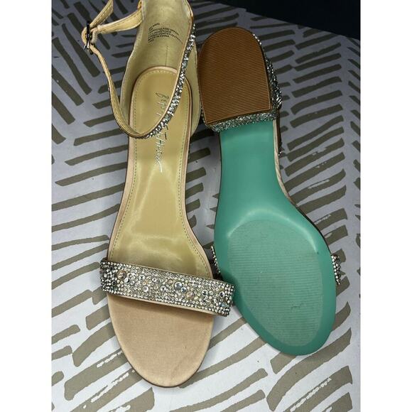 Betsey Johnson SB-Mari Champagne Rhinestone Ankle Strap Sandals - Picture 4 of 6